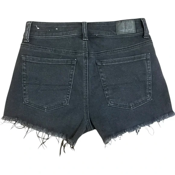 American Eagle Black Denim Floral Lace Shorts - Picture 2 of 7